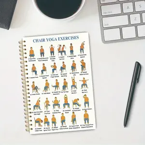 1pc 5.5x8.3in [Chair Yoga Notebook] High-Quality Elderly Chair Yoga Spiral Notebook | Chair Exercises for Seniors & Beginners, Includes Illustrated Yoga Poses & Instructions, Yoga Accessorie