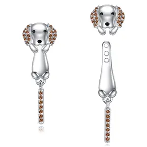 925 Sterling Silver Dachshund earrings Cute Animal Puppy  Jewelry Gifts