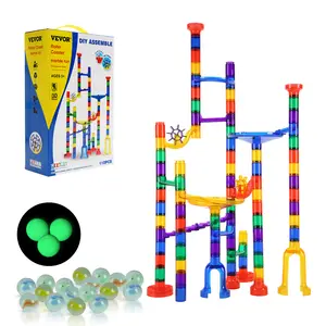 VEVOR Marble Run Set, Summervibes, 110 Piece Marble Maze Building Block Brain Game, with 10 Glow in the Dark Marbles + 20 Glass Marbles, Educational Learning Race Track STEM Toys, for Kids, Boys, Girls Ages 3 +