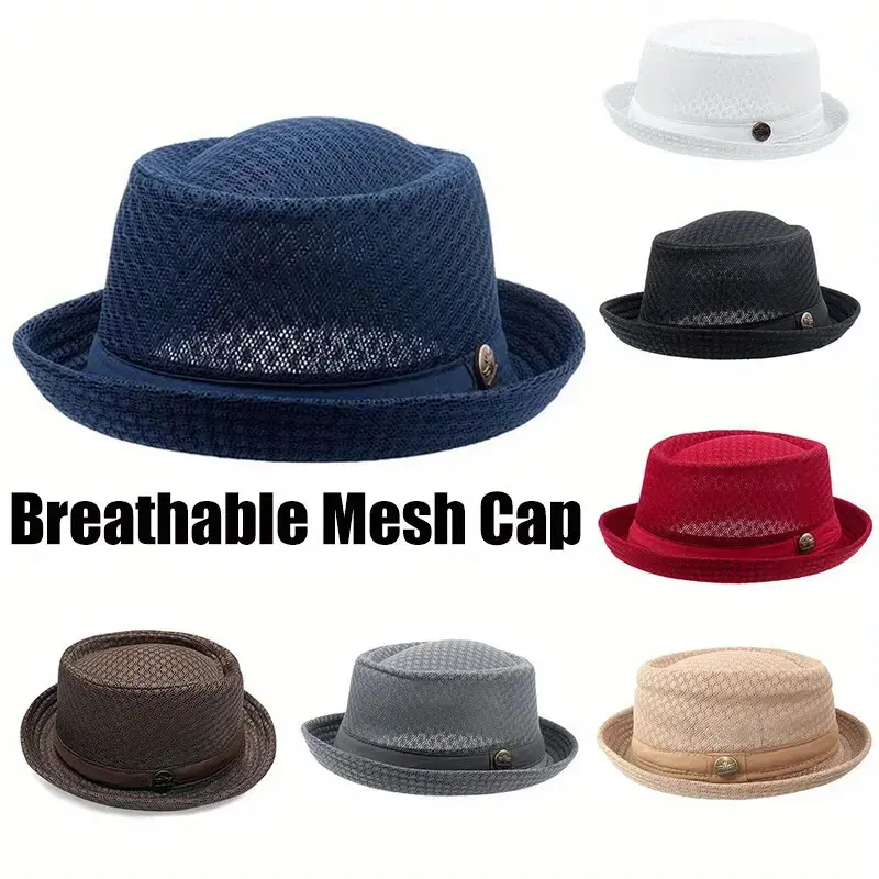 Summer Mesh Sun Hat - Unisex Breathable Mesh Fedora / Jazz Hat - Panama-Style Fedora - Stylish Accessory for Men & Women - Panama Mesh Hat Casual Sun Hat Beach Hat