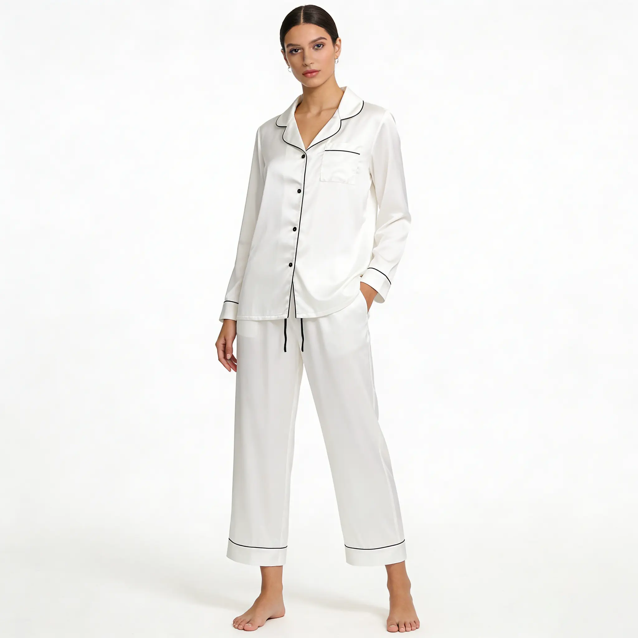 Brave-Luxe Women's Pajama Set-Long Sleeve Button-Up Top&Pants, Soft Cpmfy Cozy Sleepwear Loungewear