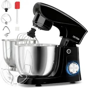 OSTBA Stand Mixer, 5QT+5.5QT Two Bowls Electric Kitchen Mixer, 10+P Speed Dough Mixer with Whisk, Beater & Dough Hook, Dishwasher Safe, Black