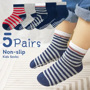 Sosenfer Non-Slip Cotton Blend Baby Ankle Socks, 5/10 Pairs Soft Lightweight Breathable with Grip Sole, for 1-7 Years Toddlers, All-Season Sports Essential Socks for Boys/Girls