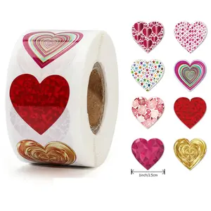 500count 2.5cm Heart Shape Stickers Valentines Day Wedding Gift Box Bag Decoration Birthday Party Envelope Invitation Seal Labels