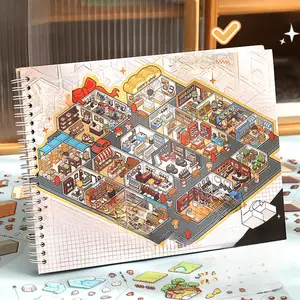 40 sheets 185 fun mini scene themed sticker book including food scene themes, vintage minimalist style, self adhesive DIY journal decoration scrapbook material sticker pack