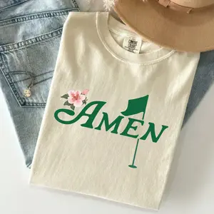 Golf Amen T Shirt – Azalea Pink Golf Graphic Tee, Funny Golf Par Shirt, Birthday Gift For Golf Lovers, Women Golf Outfit, Unisex Casual Graphic T-Shirts