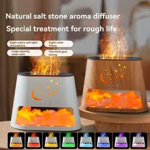 260ml 3-in-1 Ultrasonic Essential Oil Diffuser & Himalayan Salt Lamp, Cool Mist Humidifier Aromatherapy Diffuser with Timer/Humidifier Atmosphere Light/8 Color Changing Light/Auto Off Function, for Office Home
