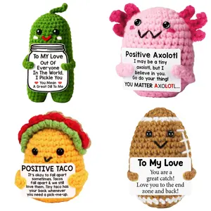 Emotional Support Crochet Plushies with Positive Card: Funny Axolotl, Taco, Football Knitted Desk Decor, Stress Relief Self Care Gag Gifts for Women, Men, Husband, Wife, Friends, Coworkers, Teens, Birthday Christmas Stocking Stuffers