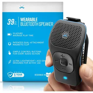 39g Wearable  Speaker,  Mini Clip-,  Up to 15 Hours Playtime | Clip  , Wearable Speaker with Microphone, 100ft Range