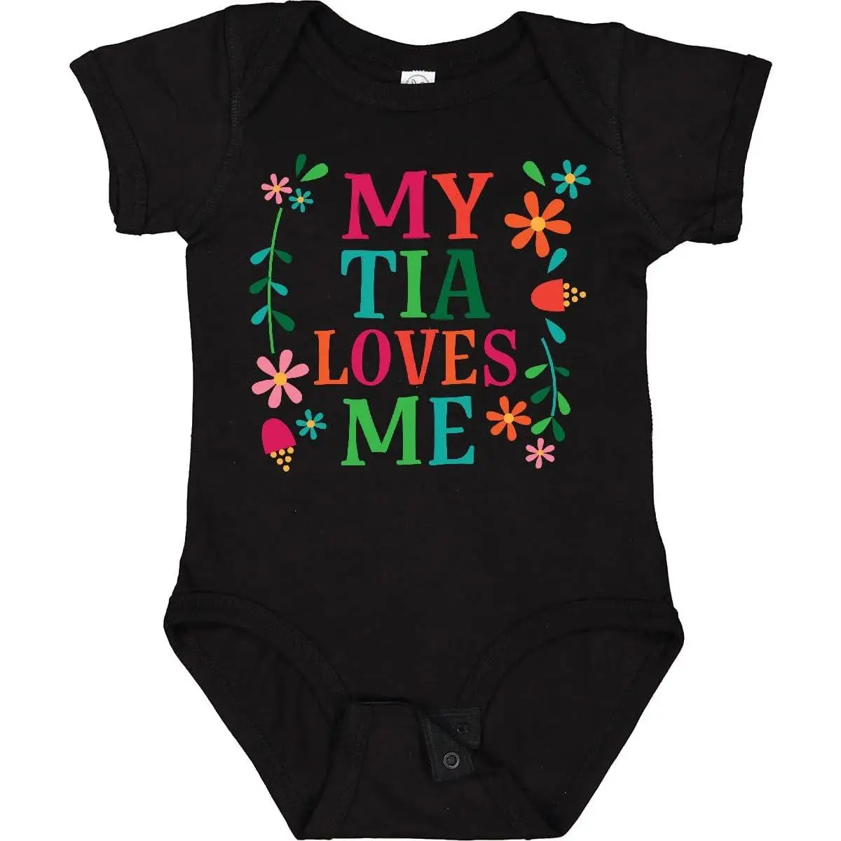 Baby Boy 100% Cotton Cute Letter Print Bodysuit with 'My Tia Loves Me' Slogan, Fitted Crew Neck, Buttons Snap Closure for Easy Diaper Changes, Skin-Friendly All-Season Aunt Gift, Kids' Fashion Top, Machine Washable (1-3cm Difference)