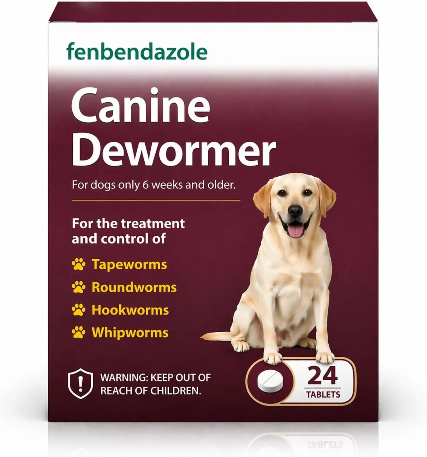 Dewormer for Dogs & Puppies, Oral Treatment for Tapeworms, Roundworms, Hookworms and Whipworms, 24 Count