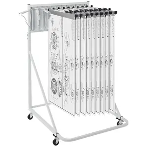 VEVOR Mobile Blueprint Storage Rack, Plan Holder with 12 Pivot Brackets, Mobile Blueprint Holder Adjustable Height & Length, Poster Display Rack for Office and Home (Rack Only Without Clamps)
