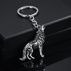 1/20pcs Retro Wolf-Shaped Keychain Accessory, Men's Car Keys & Bag Decoration, Key Organizer Attachment, Animal Shaped Keyring, Alloy Keychain, Keychain for car keys