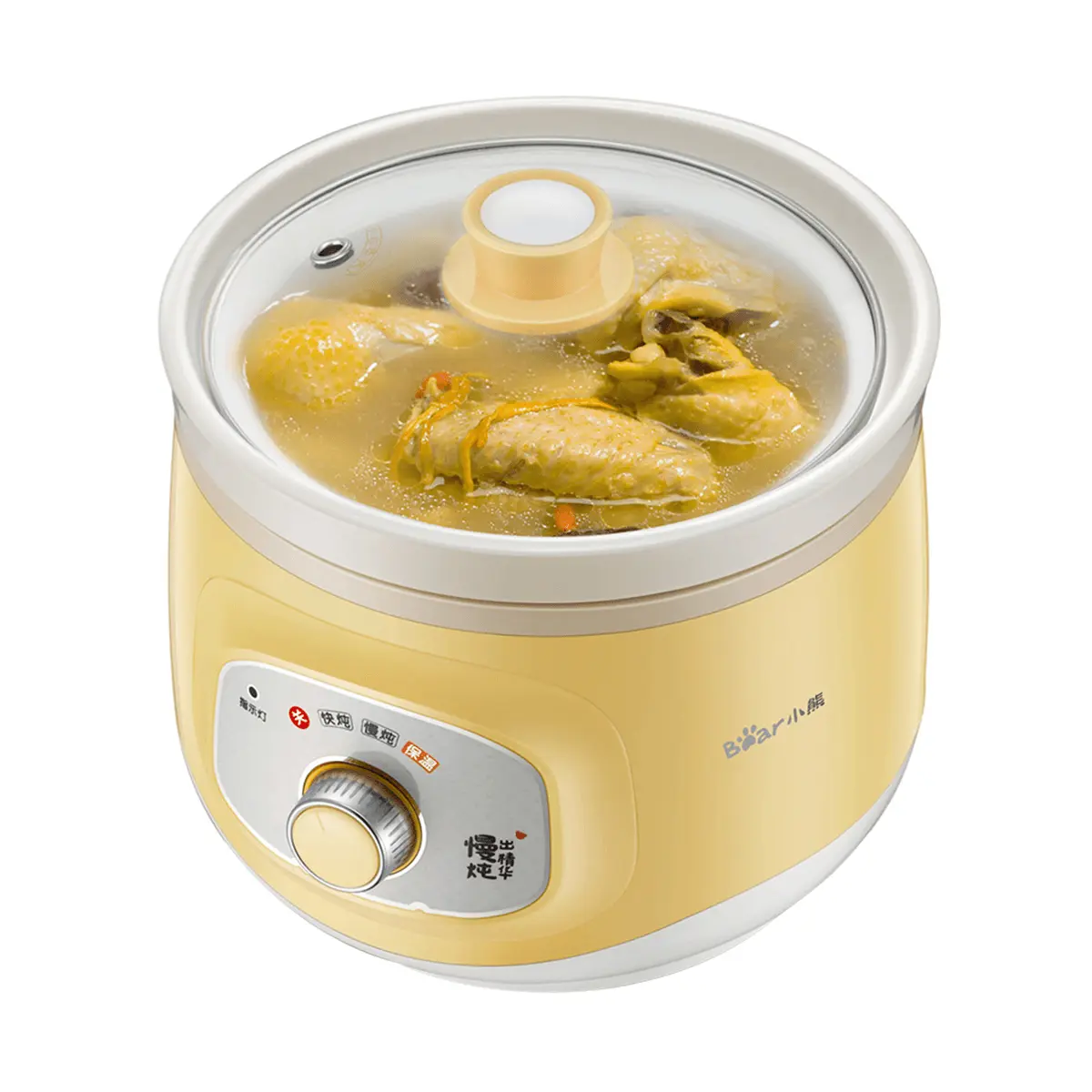 Bear 2.0L Ceramic Slow Cooker, Mini Electric Stew Pot for Porridge, Dorm Room Cooking, DDG-D20Q3