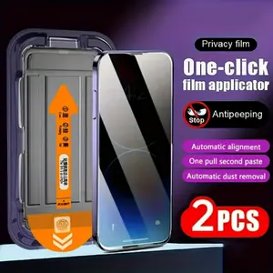 Premium Privacy Tempered Glass Cellphone Protective Screen Protector For iPhone 17/17Air/17 Pro/17 Pro Max iPhone 16/16 PRO/16 PLUS/16 PRO MAX/15/15 PRO/15 PLUS/15 PRO MAX - 2 Pack Anti-Spy Film Protection