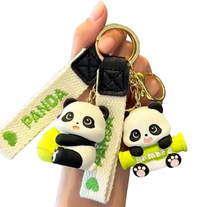 2-Pack Adorable Panda Resin Keychains – Hug Bamboo & Bamboo Shoot, Cute Fidget Toy, Stress Relief, Fun Gift Idea panda