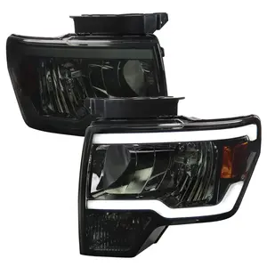 2009-2014 Ford F-150 LED Tube Factory Style Headlights (Chrome Housing/Smoked Lens)
