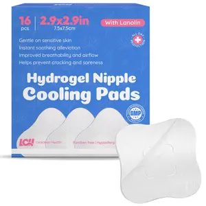 Livaclean Health 16CT Hydrogel Nipple Pads for Breastfeeding with Lanolin 3X3in Cooling Sore Nipple Gel Soothing Pads Breast Feeding Essentials for Moms