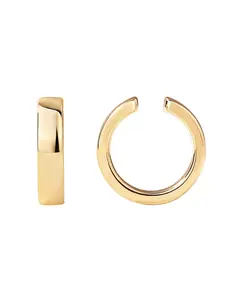 PAVOI 14K Gold Plated 925 Sterling Silver Round Huggie Ear Cuff Gold Earrings for Women - Clip On Cartilage Cuff Earrings