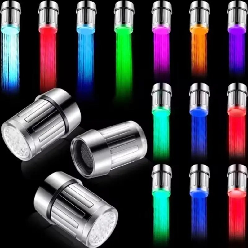 LED Temperature Sensitive Faucet Water Saving Bathroom Kitchen Sensor 7 Color Change Faucet Head Aerator Tap Nozzle Shower