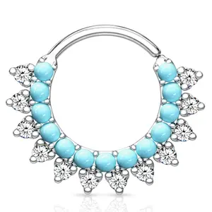 Platinum Turquoise Septum Ring (Bendable Hoop) - 10078