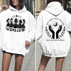 Girls Will Be Girls Witch They Didn't Burn Witches They Burned Women Hoodie Extra-Long Sleeve Feminist Halloween Shirt for Women classic  rock  tee moon  rocks macco