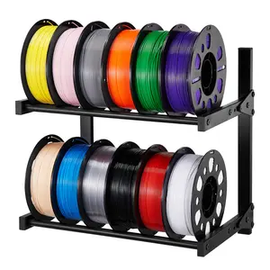 VEVOR Wall Mount Printer Filament Storage Rack,  2-Tier Wall Bracket Storage Shelf, Rolling Filament Spool Holders Racks with Wheels, Filaments Organzied for 3D Printing Studio, Workshop (Shelf Only)
