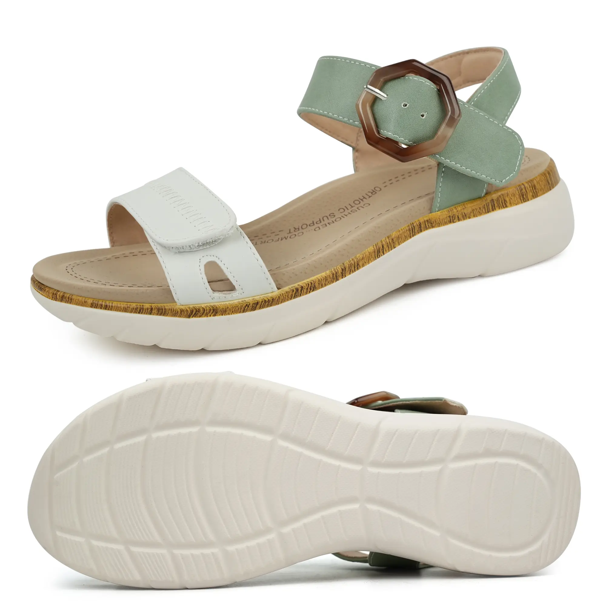 Ortho+rest Women's Boho Style Wedge Sandals, Strappy Synthetic Platforms with Comfortable Orthotic Arch Support, Walking Shoes, Footwear, Platform Women's Sandals, Comfortable Heels, Orthopedic Women's Sandals