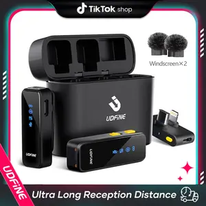 UDFINE MIC LITE USB C Wireless Lavalier Microphone for iPhone 15/16, Mini Lav LED Mic for Android Phone with Noise Cancelling, Lapel Podcast Microphone for Tiktok Content Creator Video Recording, Streaming, Vlogging howireless usb-c djimi vlog smartphone