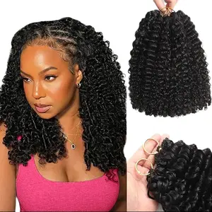 Asakiss Hair Feather Crochet Human Hair Water Wave for Miracle Knots Boho Braids Knotless Burmese Curly Kinky Curly Feather Crochet Human Hair 4-5 Packs for Full Head Pre-Separated, 60g/Pack Time-Saving, lightweight Glueless Protective Styles