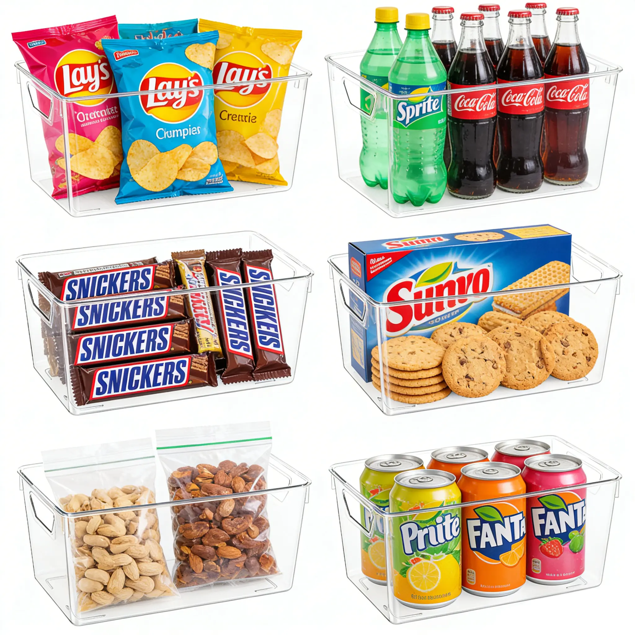 TAYTUU Durable Multifunctional Storage Bin - 6/12 Pack Stackable Transparent Smooth Plastic Rectangle Boxes with Handles, 3 Sizes for Shelf, Kitchen Utensils, Organize with Me, Kitchen in a Box, Compact Closet Organization, Desk Storage Box