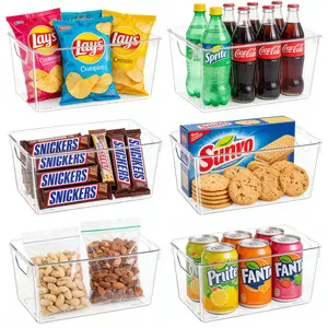 TAYTUU 6/12 PCS Clear Plastic Storage Bins, 3 Sizes Pantry Organization with Handles, Fridge Organizer Bins, Kitchen Cabinet, Medicine Control Storage Box, Acrylic Storage Drawers for Bathroom, Freezer & Refrigerator