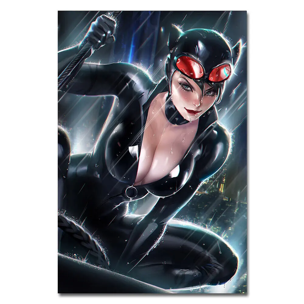 Catwoman Cartoon Girl Poster Superhero Art Picture Wall Decor Print