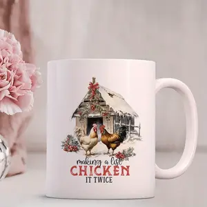 11oz/15oz Chicken Christmas Ceramic Coffee Mug, Best Gifts For Christmas, Gift for commercial Drinkware Beverage