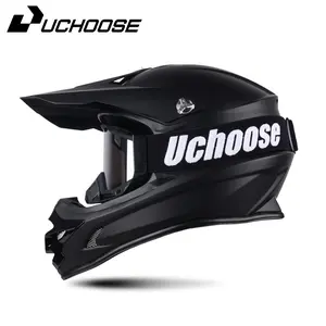 Motocross Helmet Dirt Bike ATV Mountain Bike Rally Off Road Safety Gear with Detachable Brim Free Goggles for Adults Full Face