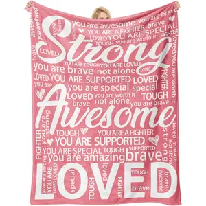 Gentle Soft Fleece Throw Blanket - Skin-Friendly, Quote-Printed Inspirational Recovery Gift for Post-Surgery Women and Cancer Survivors, Gentle Soft Blanket