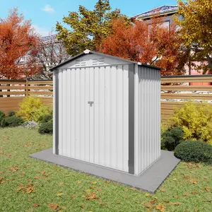 [LuckyNote] 6X3.6FT Metal Storage Shed,Tool Shed with Peaked Roof Waterproof with Clear Window and Lockable Door Compact Tool Shed for Garden, Backyard,Patio,Sundries and Bike Storage, White