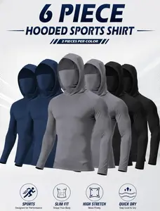 [NEW 6pcs] 2026 Men's Quick-Dry Mask-Themed Hoodies - Breathable, Sun-Protective Activewear for Fishing, Running, Mask-Themed Men's Hoodies