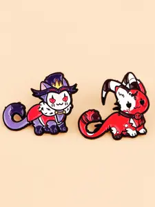2pcs/set Cartoon Character Enamel Pins , Creative Punk Design Badges, Personalized Clothing Accessories, Perfect Gift for Friends and Colleagues