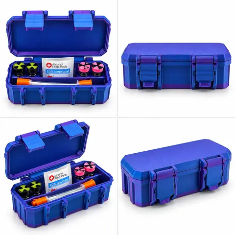 4-Slot 3 ml or 10 ml Vial Case with Extra Storage for Syringes, Alcohol pads,  | Organizer for GLP-1, Peptides, Research
