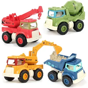 P-MTS036   Construction Toys for 2 3 4 5 Years Old Boys Girls Kids Toddlers, Sandbox Excavator Toy Construction Truck Toys Vehicles Dump Crane Cement Mixer Truck, Christmas Birthday Gifts