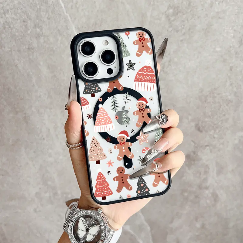Gingerbread Joy Christmas Magnetic MagSafe Snap Case for iPhone 17/16 Pro Max 15 Pro 14 13 12 Mini 11 XR XS Plus SE Shockproof Slim Protective Cover