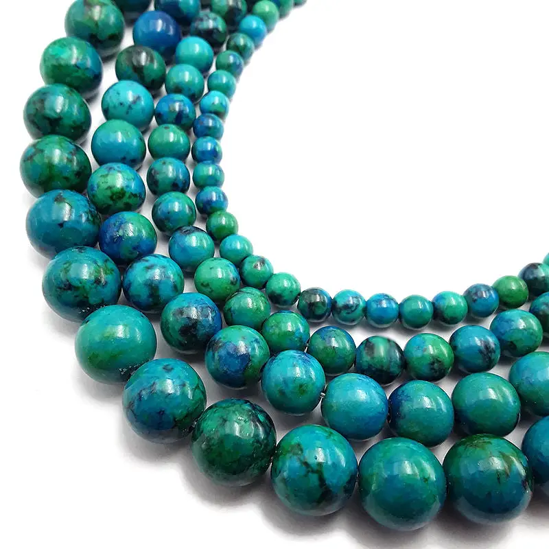 Azurite Smooth Round Beads 4mm 6mm 8mm 10mm 12mm 15.5" per Strand