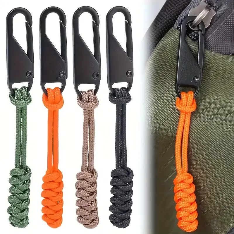 6pcs Heavy-Duty Durable Braided Zipper Pulls with Metal Sliders, Replaceable Zipper Handles for Outdoor Hiking Backpacks & Bags, Available in Multiple Colors, Replacement