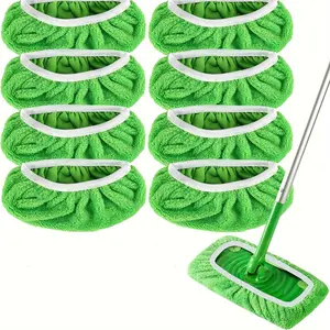 8-piece set, mop replacement pads, flat mop heads, washable and durable mops, dust removal mop heads, dry and wet use, easy to clean, cleaning supplies, back-to-school supplies (excluding mops)