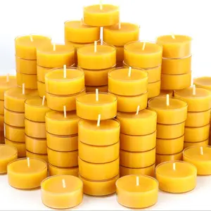 36pcs Premium Beeswax Tea Candles - 4-Hour Burn Time, Smokeless & Odorless, Perfect for Weddings, Dinners, Home Decor, Christmas, Thanksgiving, Valentine's Day, Candlewax