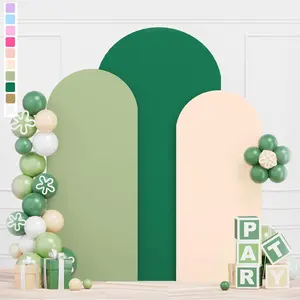 Green Wedding Arch Cover Mixed Color Arch Backdrop Cover 7.2ft 6.6ft 6ft Set of 3 Spandex Fitted Wedding Arch Stand Covers Round Top Arch Covers for Banquet