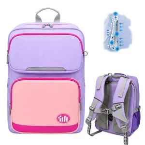 XIANKU Girls' Ergonomic Lightweight 30L School Casual Backpack with Posture Support, Reflective Strips, Large Capacity for Teens, Purple Pink Mochila Escolar Niña, Casual Backpacks