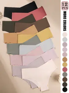 Women's Seamless Fashion Triangle Panties, Elegant Low-Waist Invisible Underwear, V-Shaped, Fit, Multiple Colors, Soft Elastic Fabric Mix