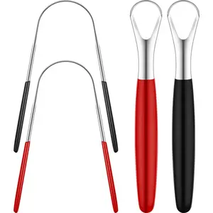 4 Pieces Tongue Scrapers, Reduce Bad Breath Cleaning Tongue Brushes Stainless Steel Oral Tongue Brushes Beauty Tools,summerwins